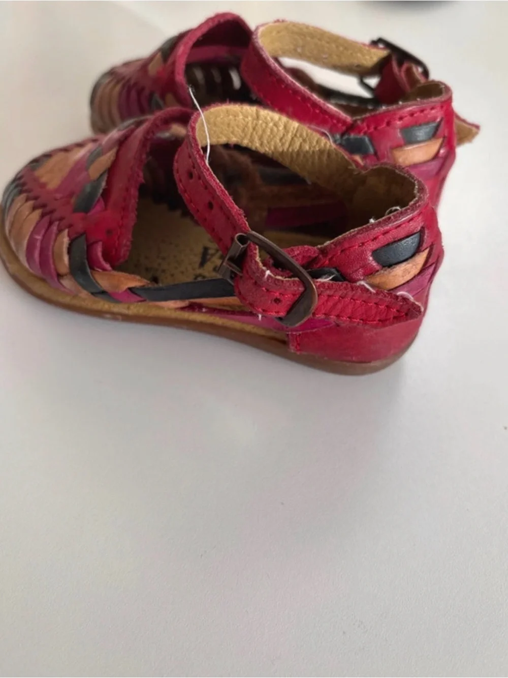 Kids Red Leather Huarache Sandals 3